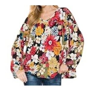 boho romantic cowgirl colorful 2X plus floral blouse